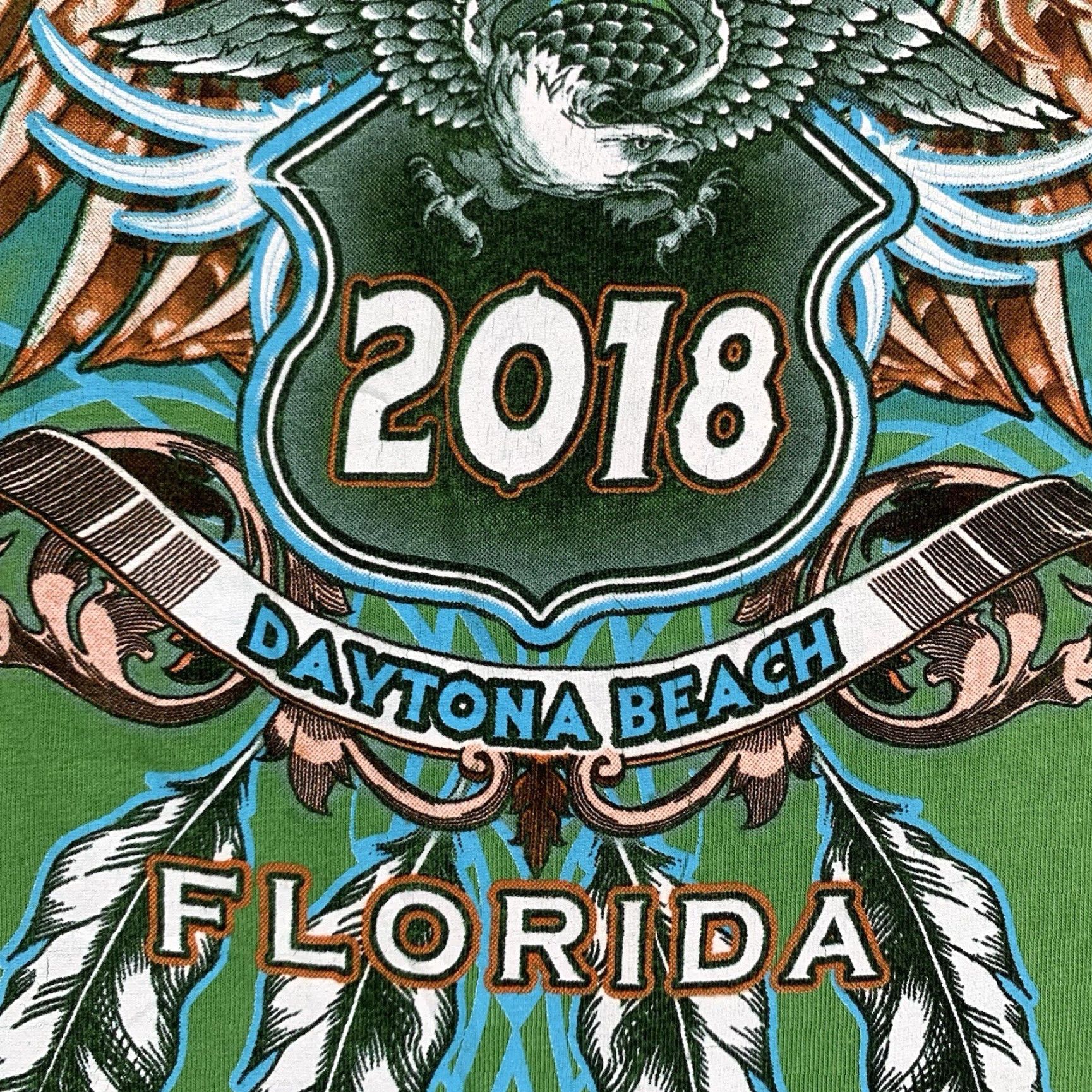 Vintage Bike Week T-Shirt XL Green Graphic Print Eagle Wings Casual Women 2018 Daytona Beach Biker Size XL / US 12-14 / IT 48-50 - 4 Thumbnail