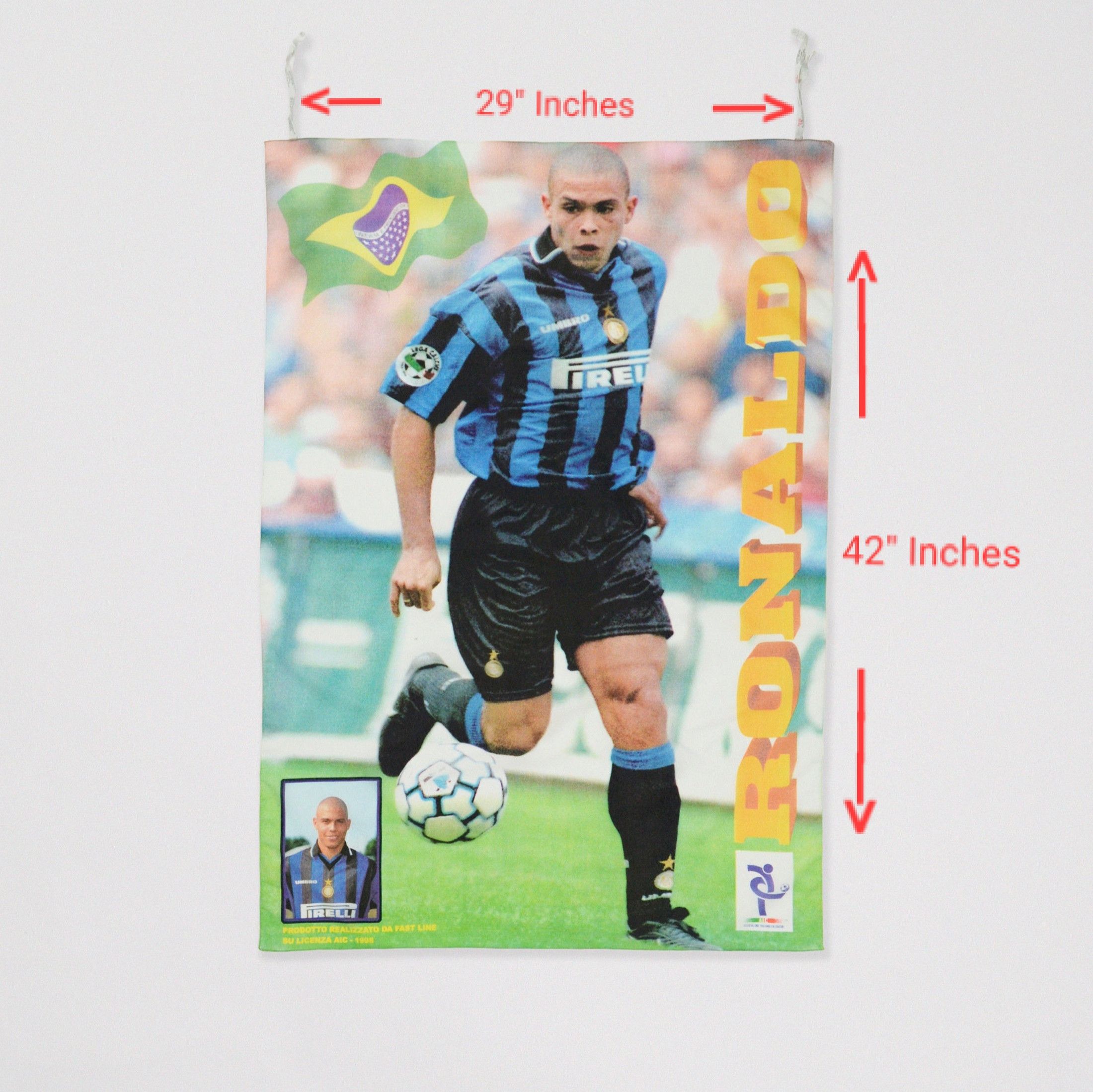 Vintage Vintage 1998 Inter Milan Ronaldo Poster Flag Size ONE SIZE - 9 Thumbnail