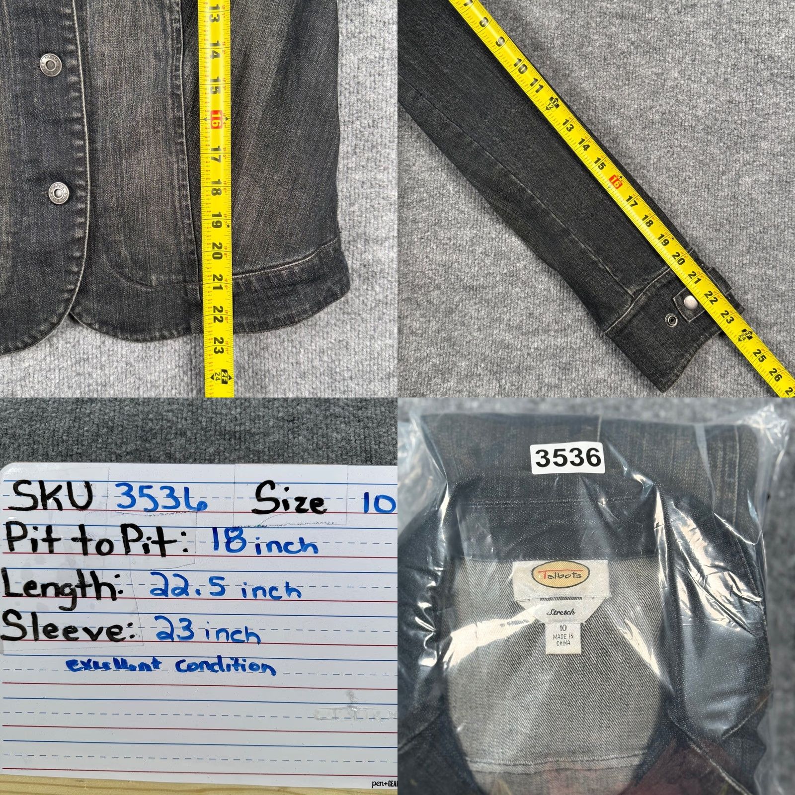 Talbots VINTAGE Talbots Denim Jacket Blazer - 10 Stretch Dark Wash Button Front Short Sleeve Women’s Casual Workwear 90s Retro Y2K Size 32" / US 10 / IT 46 - 8 Thumbnail