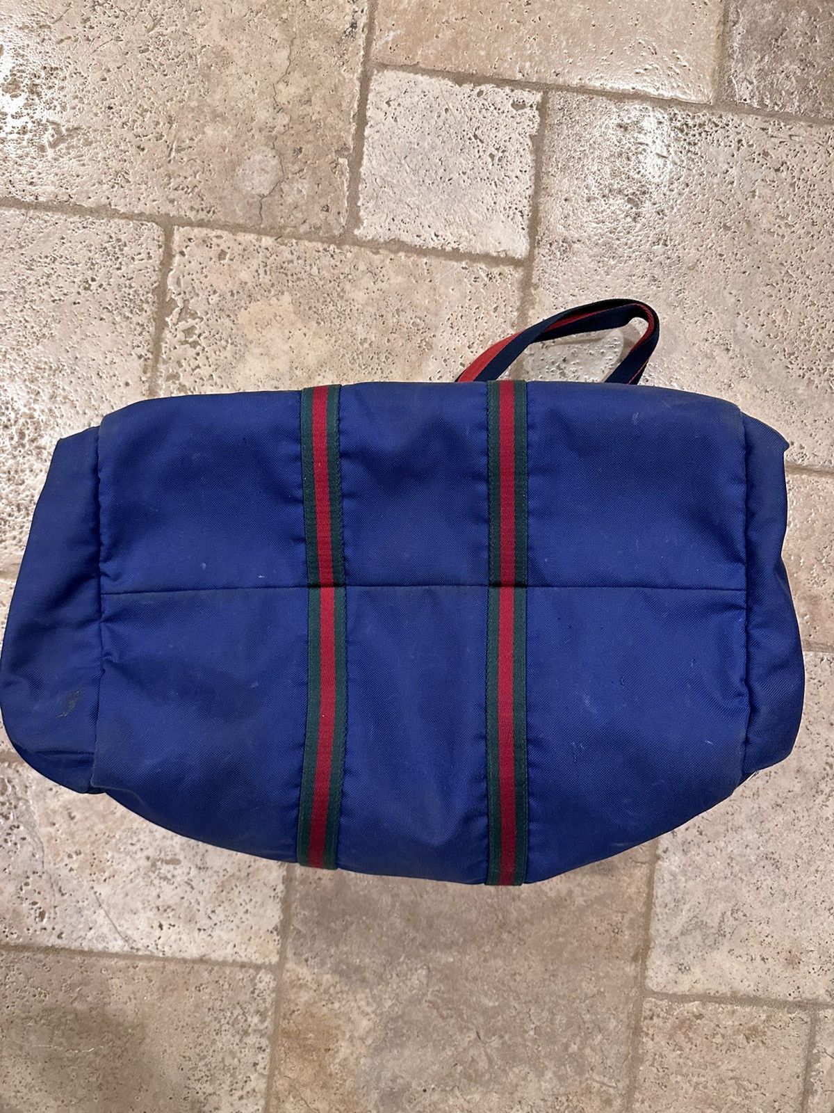 Gucci Gucci Navy Cotton / Canvas Duffle Logo Bag Size ONE SIZE - 12 Thumbnail