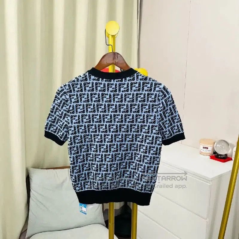 Fendi Fendi Blue Cotton Women's T-shirt . Size M / US 6-8 / IT 42-44 - 2 Thumbnail