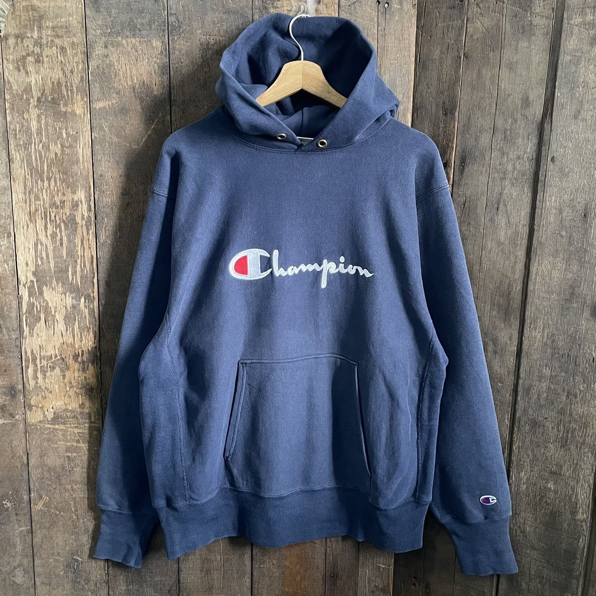 Vintage 90's Champion Reverse Weave Big Logo Hoodie