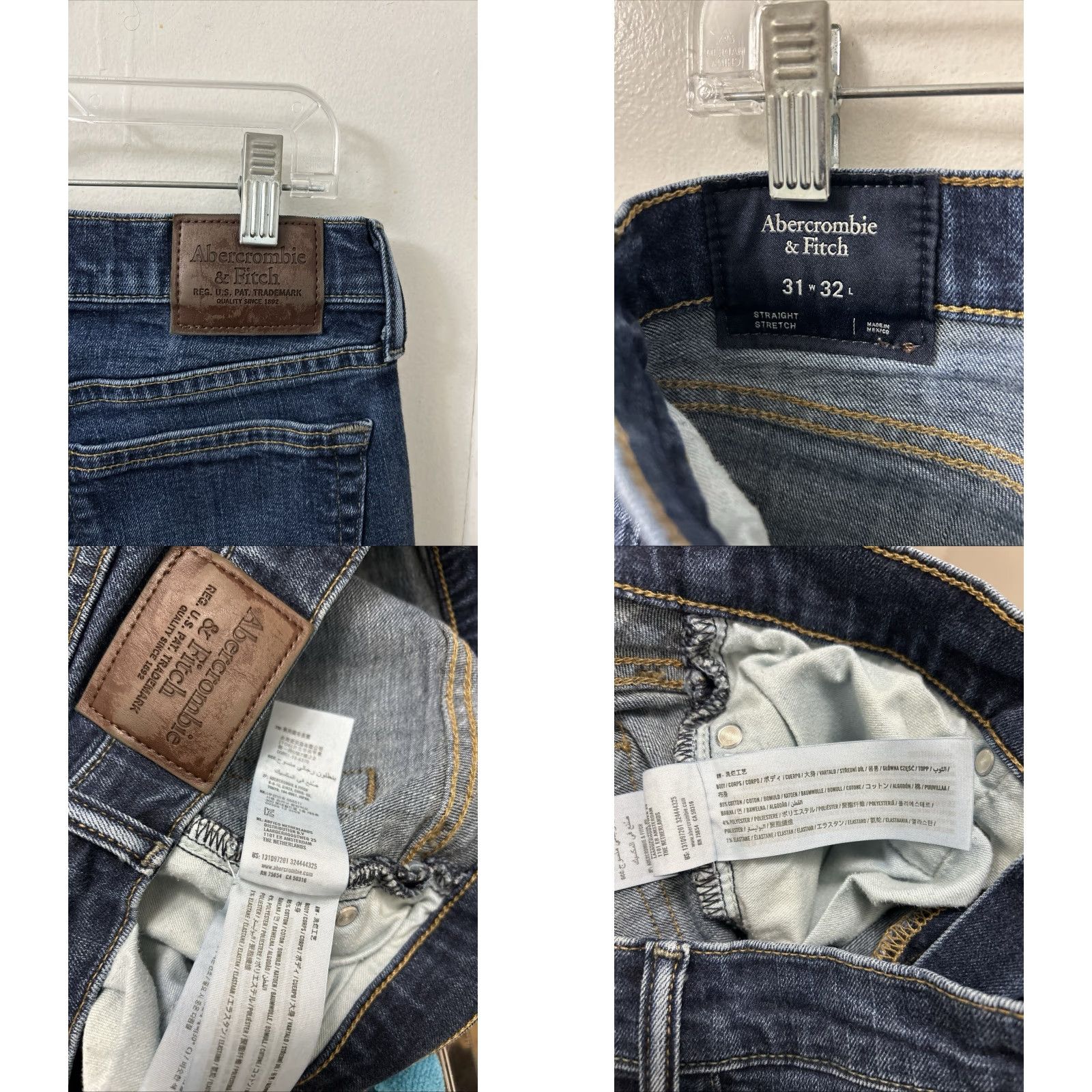 Abercrombie & Fitch Abercrombie & Fitch Jeans Mens 31x30 Dark Wash Straight Stretch Denim Size US 31 - 8 Thumbnail