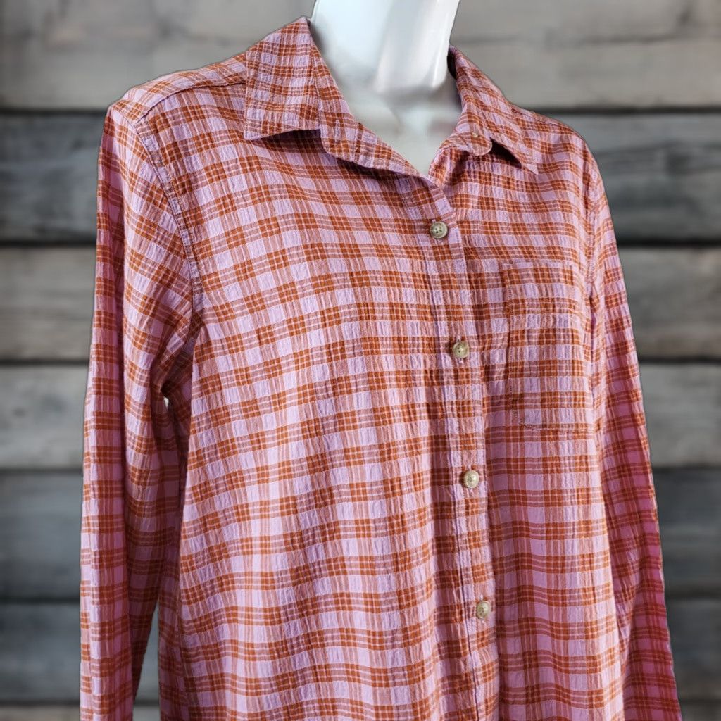 Eddie Bauer Eddie Bauer Womens Button Front Shirt M Purple Red Plaid Shirt Womens Button-Up Casual"} Size M / US 6-8 / IT 42-44 - 1 Thumbnail