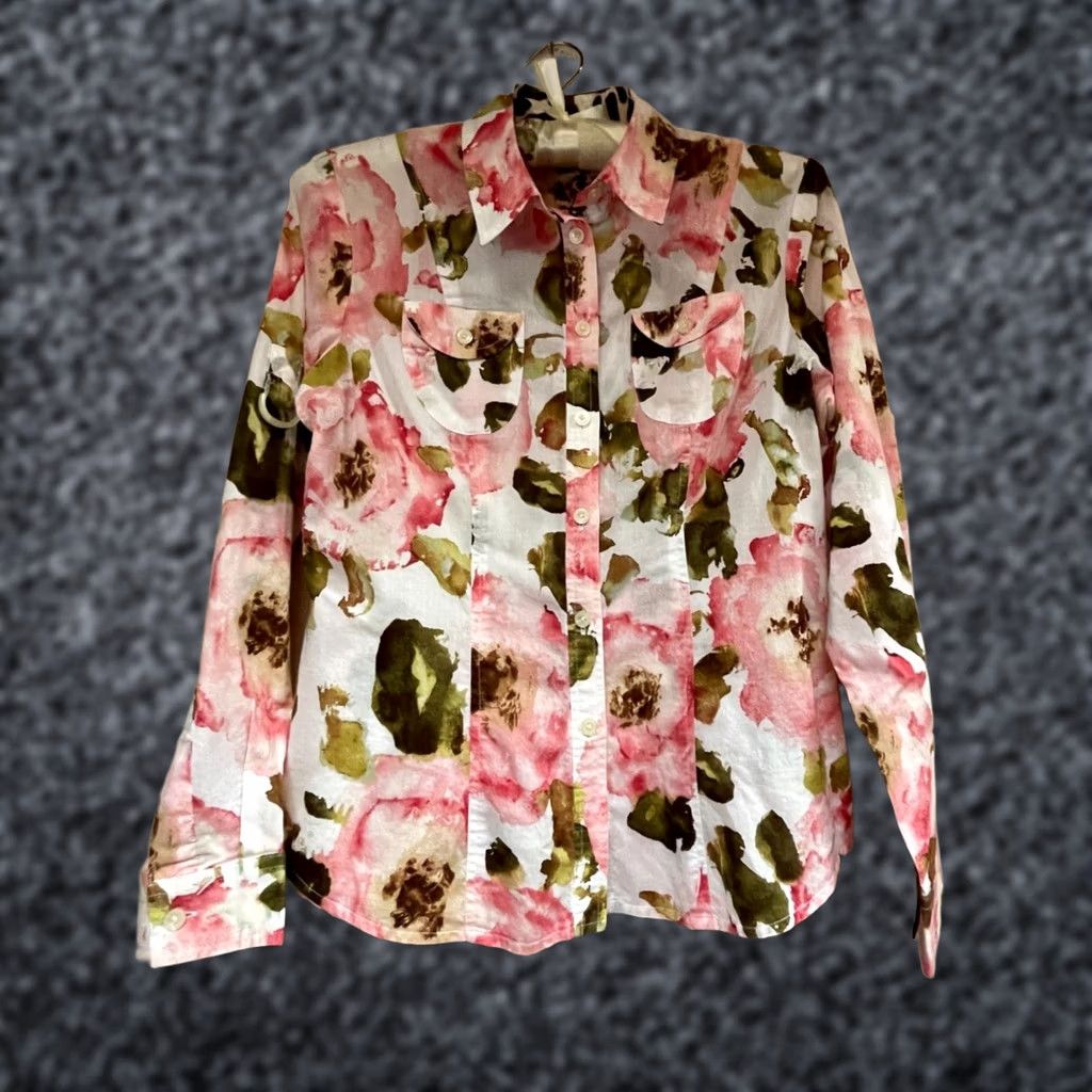 Jones New York Jones New York Signature Shirt Petite Womens Multicolor Floral Long Sleeve PM Size M / US 6-8 / IT 42-44 - 1 Thumbnail