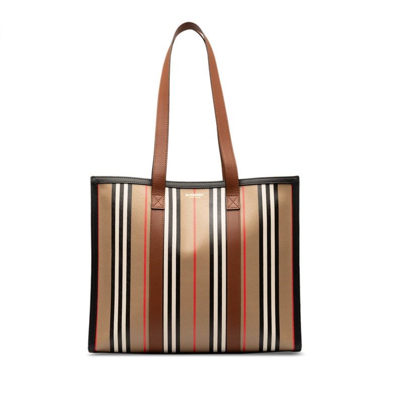 image of Burberry Icon Stripe Tote Bag in Brown, Women's