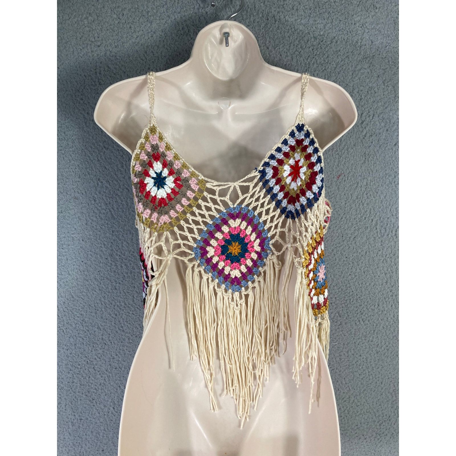 Other Women's Multicolor Crochet Boho Tassel Crop Cami Size M Size M / US 6-8 / IT 42-44 - 6 Thumbnail
