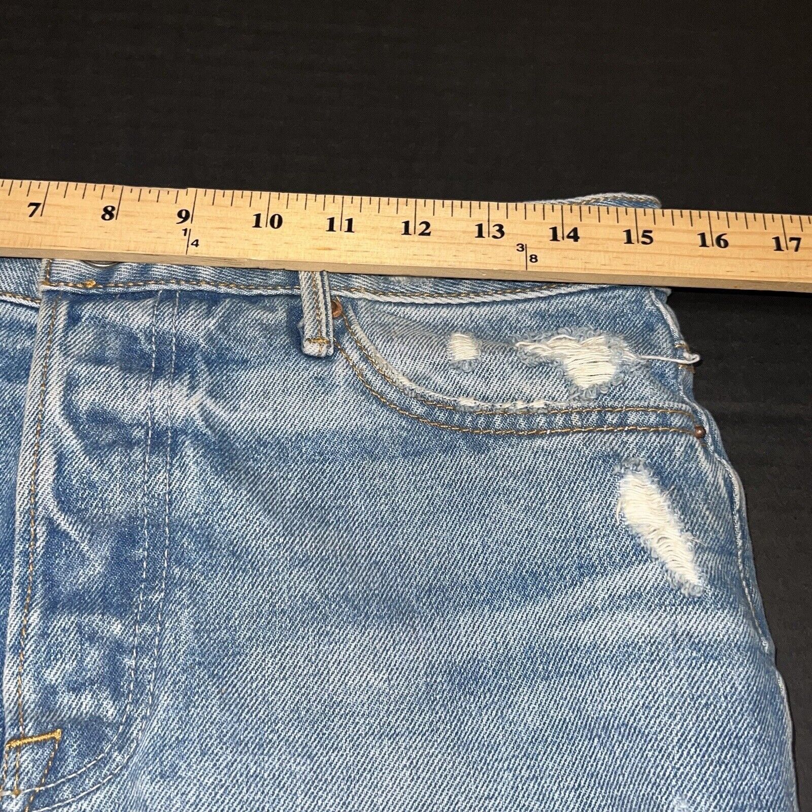 GRLFRND GRLFRND Sz 28 Lava Bed Rhoda Distressed Denim Mini Skirt Size 28" / US 6 / IT 42 - 8 Thumbnail