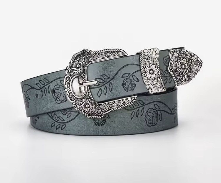 Other Flowers print pu leather belt 110 cm Size 32 - 3 Thumbnail