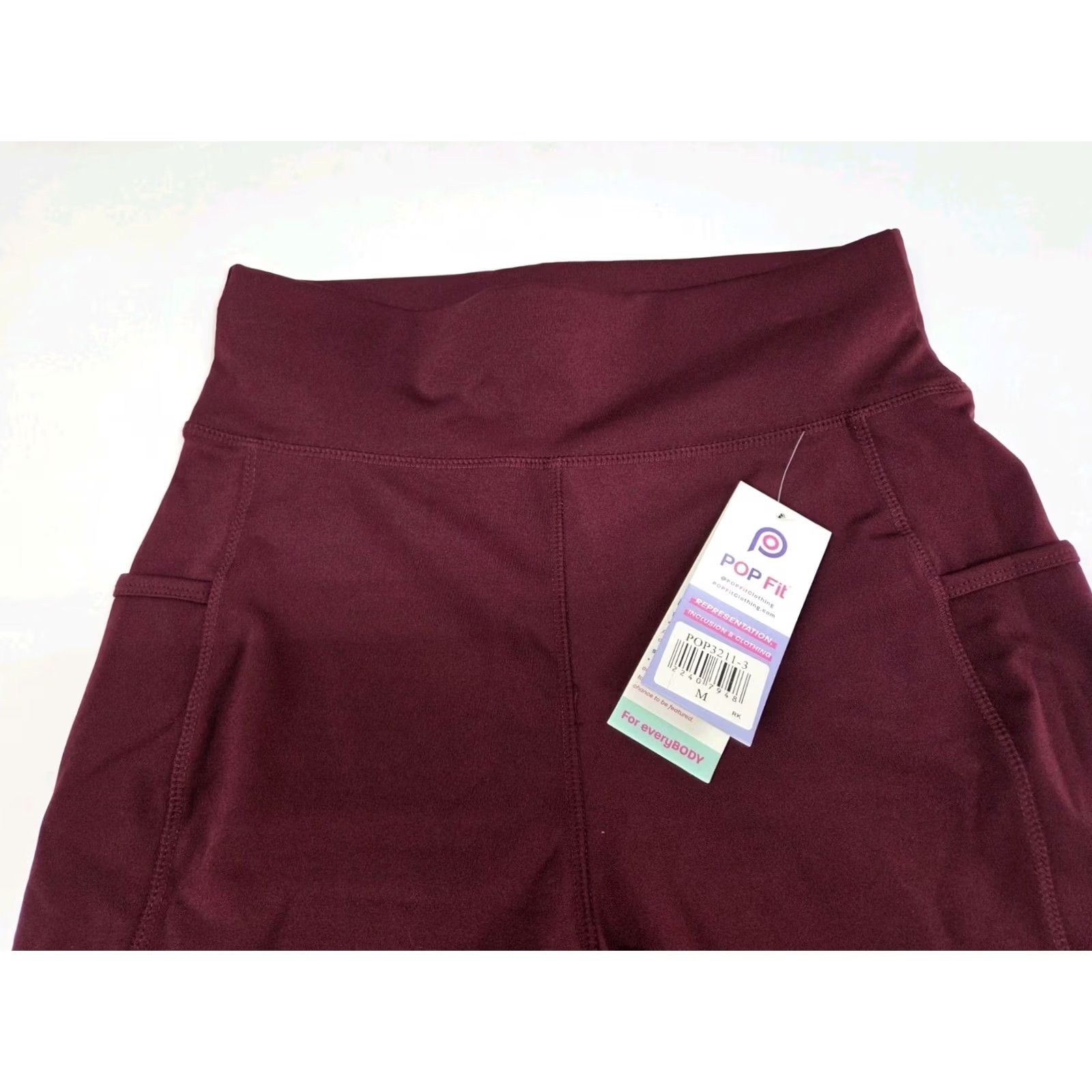 Vintage POP Fit Woman’s Leggings Capri Maroon High Rise Pockets Stretch Activewear Casual M Size 32" / US 10 / IT 46 - 3 Thumbnail