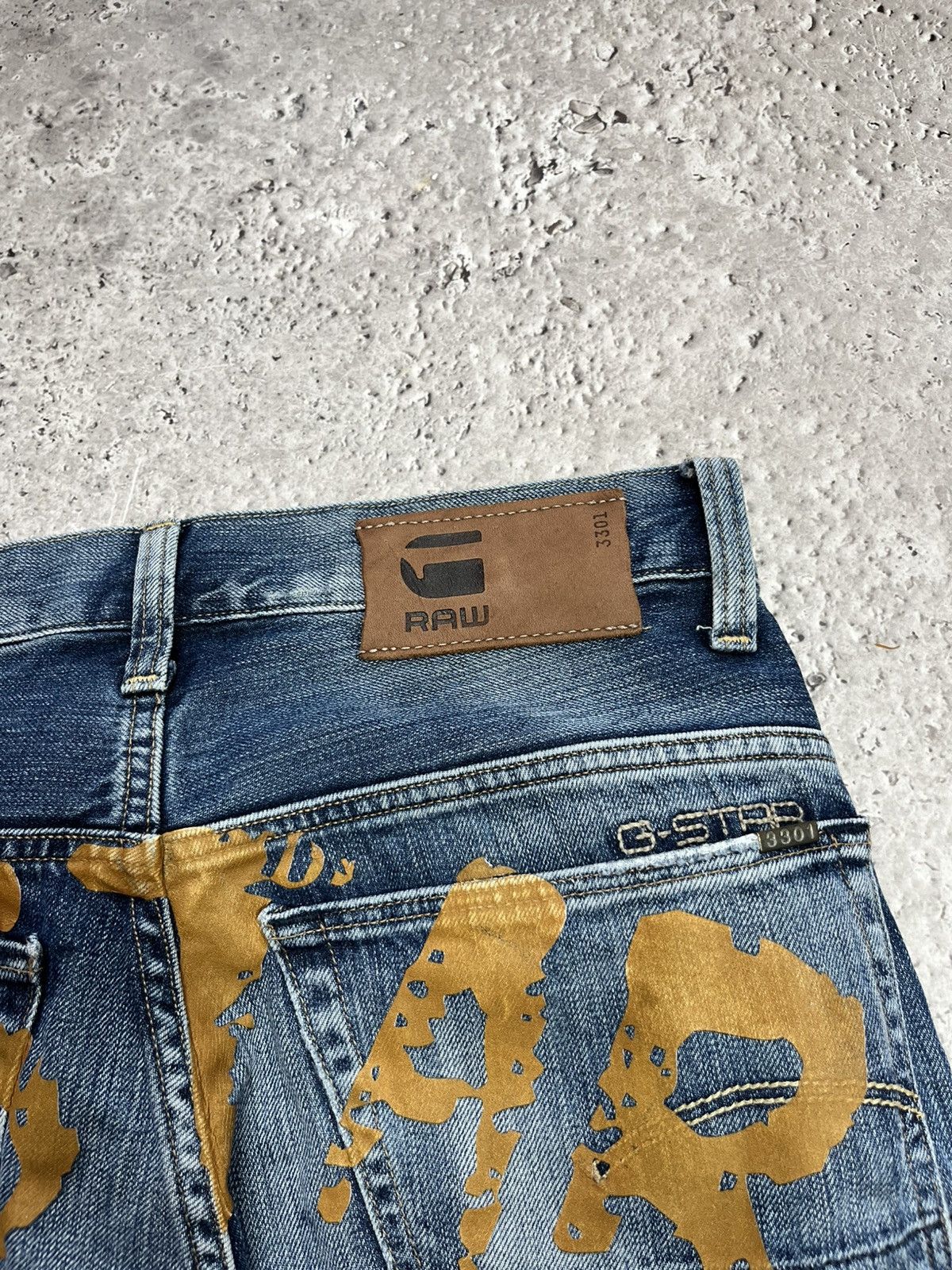 G-Star G-Star RAW Custom Big Logo Denim Jeans Distressed Blue Size US 29 - 8 Thumbnail
