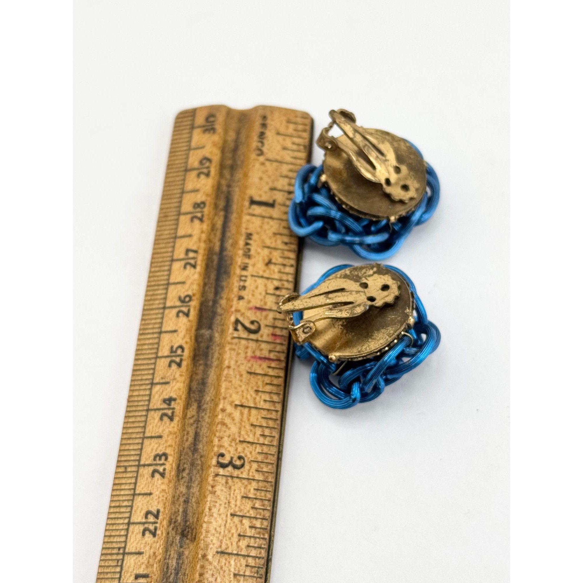 Vintage Vintage blue chain cluster clip on earrings Size ONE SIZE - 4 Thumbnail