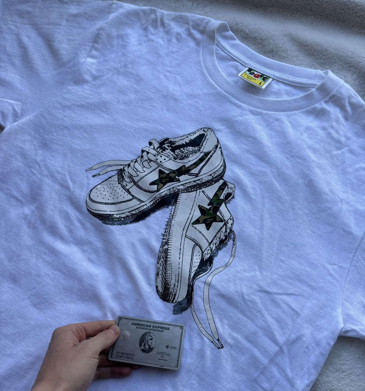 Bape Bape White Bape Sta Sneaker Logo Tee Size US L / EU 52-54 / 3 - 2 Thumbnail