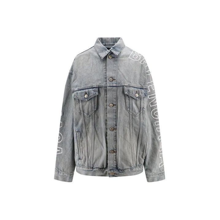 Balenciaga Balenciaga Long Sleeve Denim Jacket in Light Blue Size US XS / EU 42 / 0 - 1 Thumbnail