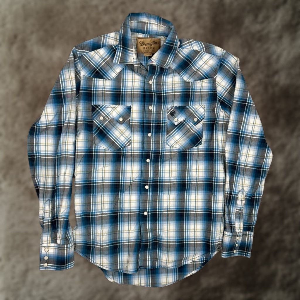 Wrangler Wrangler Western Shirt Mens Small Plaid Pearl Snap Long Sleeve Blue Shirt Size US M / EU 48-50 / 2 - 1 Thumbnail