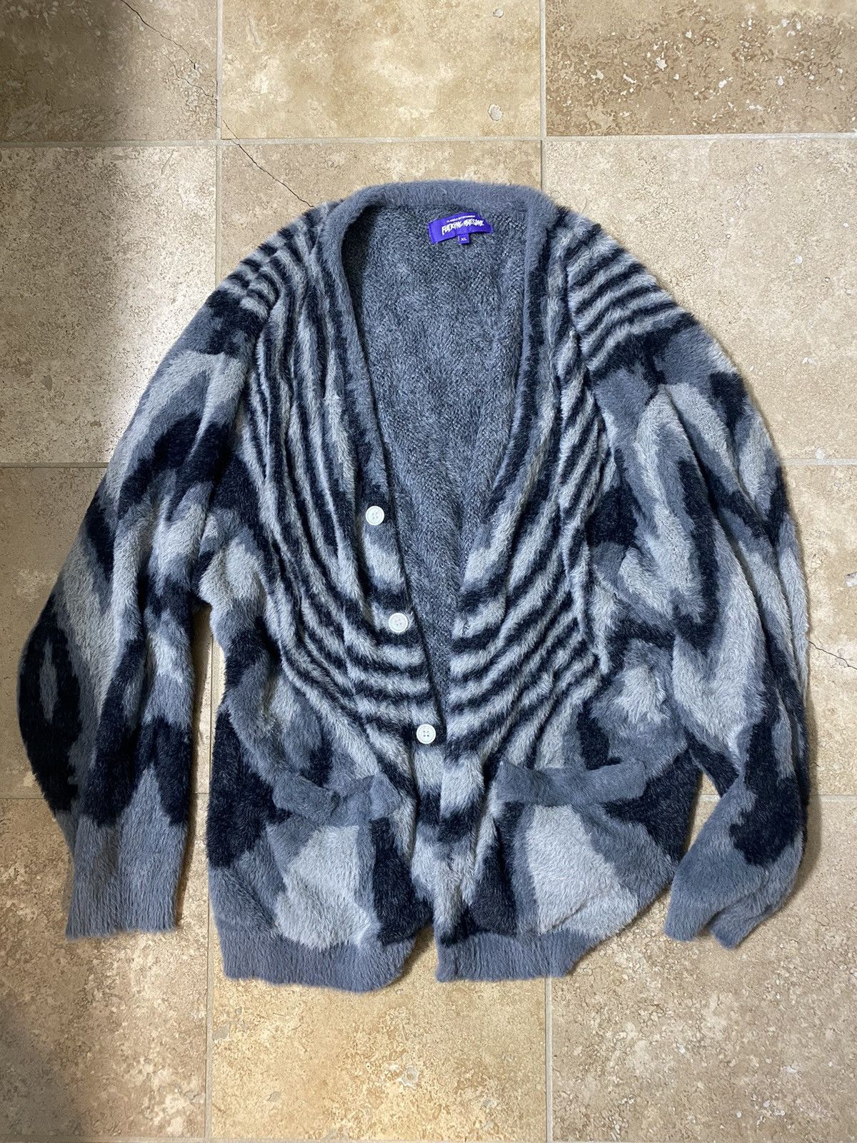 image of Fucking Awesome Hairy Acid Fa Cardigan in Black, Men's (Size XL)