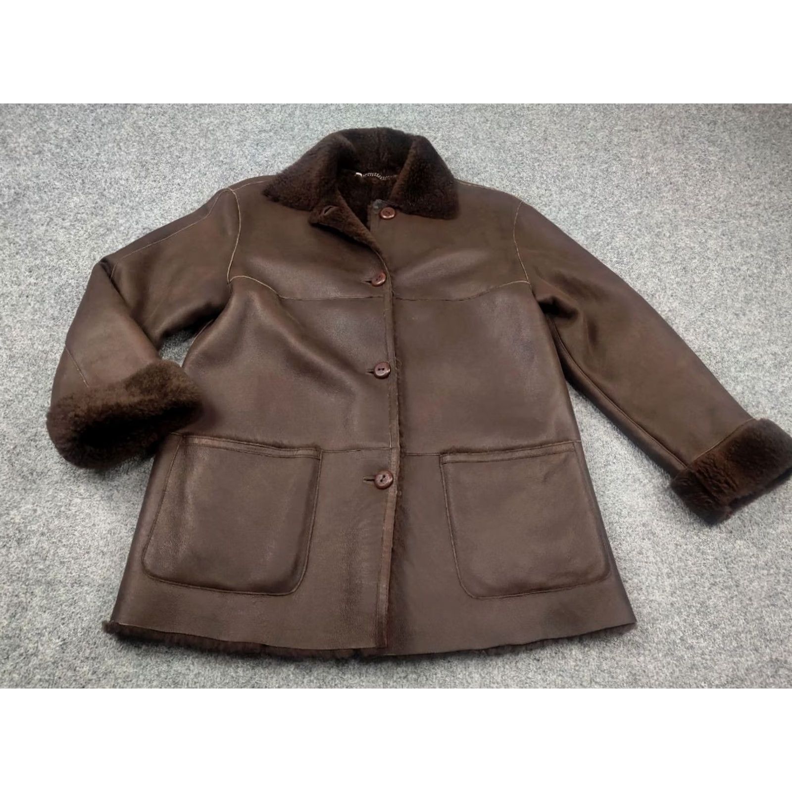 Gallotti VINTAGE Gallotti Bacis Italy Design Brown Leather Shearling Fur-Lined Coat Jacket Men M Brown Leather Jacket Wool Lined Winter Designer 90s Mens Size US M / EU 48-50 / 2 - 6 Thumbnail
