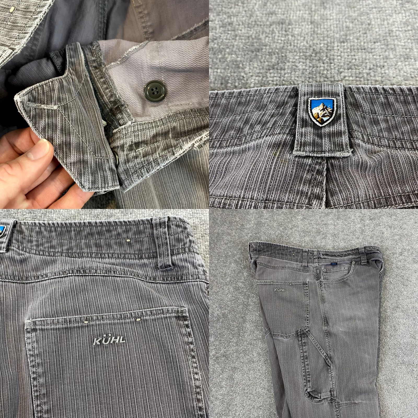 Denime KUHL Pants Men 36x32 Gray Striped Patina Denim 5-Pocket Hike Trail Outdoor Logo Size US 36 / EU 52 - 9 Thumbnail