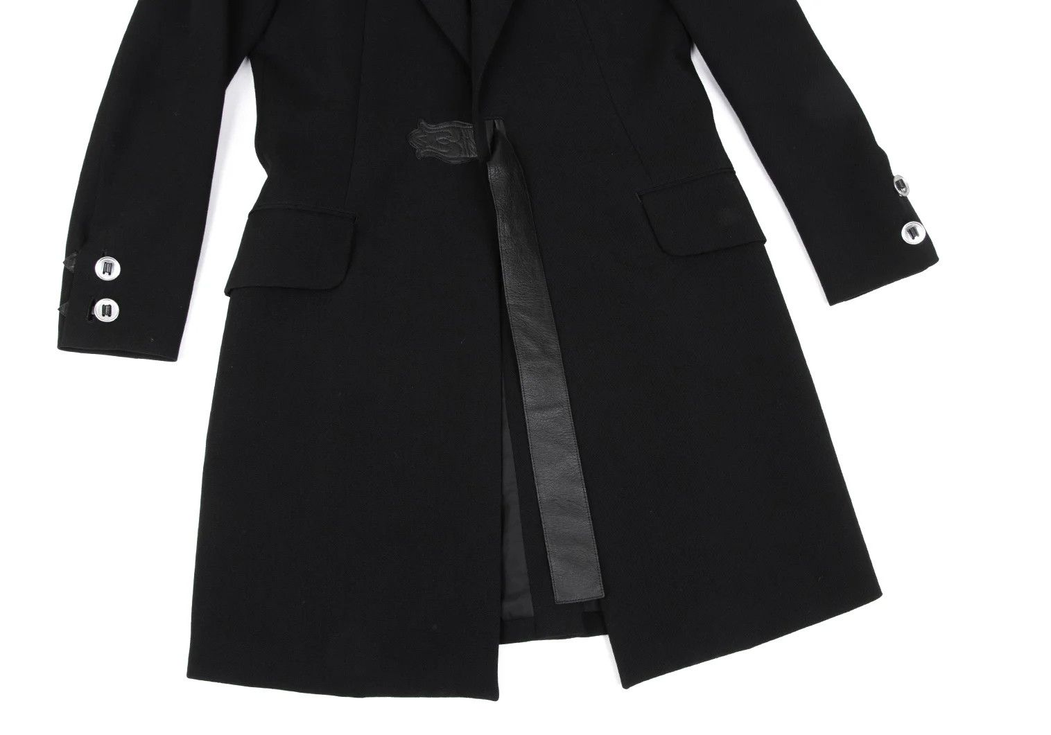 Jean Paul Gaultier Long Leather Belted Jacket in Black, Size 4 Size US XL / EU 56 / 4 - 8 Thumbnail