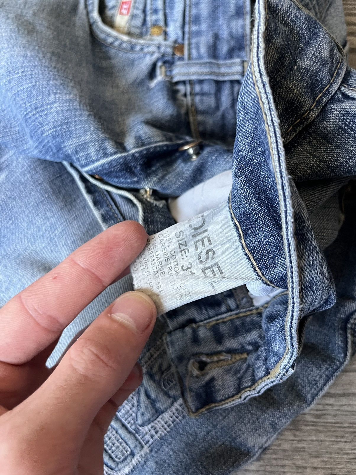 Diesel DIESEL WASHED DISTRESSED FLARED BIG LOGO BLUE Y2K JEANS Size US 31 - 9 Thumbnail