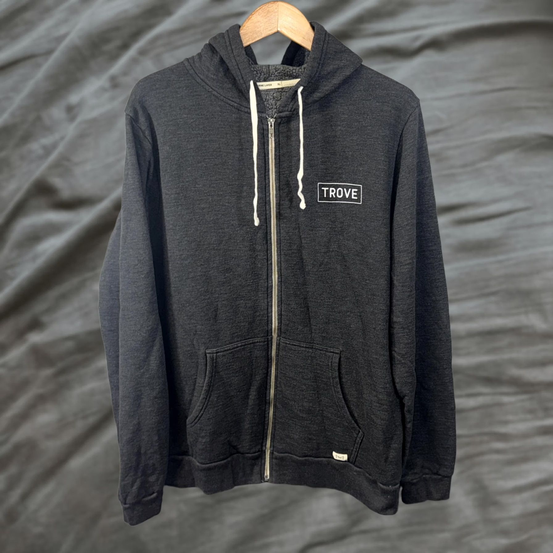 Marine Layer Marine Layer Trove Hoodie Mens XL Gray Sherpa Lined Fleece Full Zip Hooded Size US XL / EU 56 / 4 - 1 Thumbnail