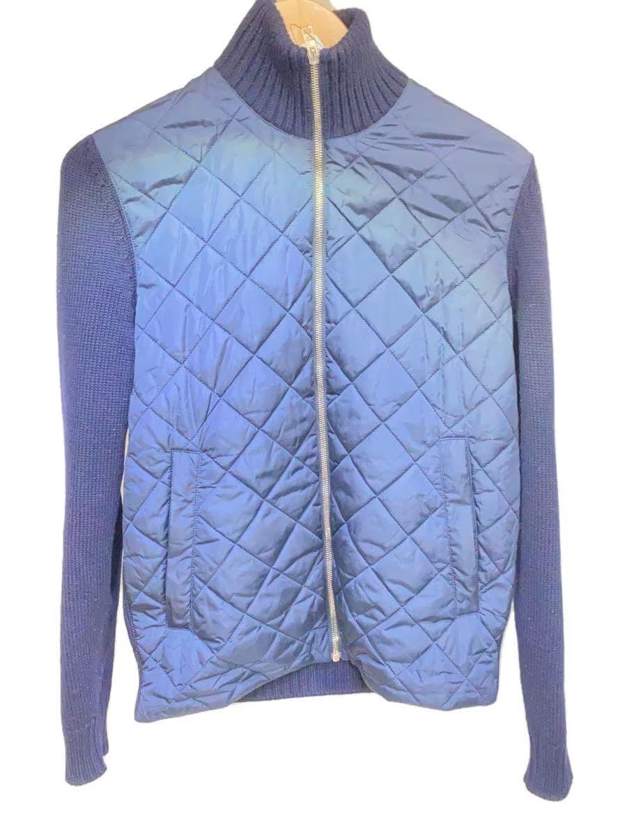 image of Prada Quilted Full Zip Knit Sweater in Navy, Men's (Size Small)