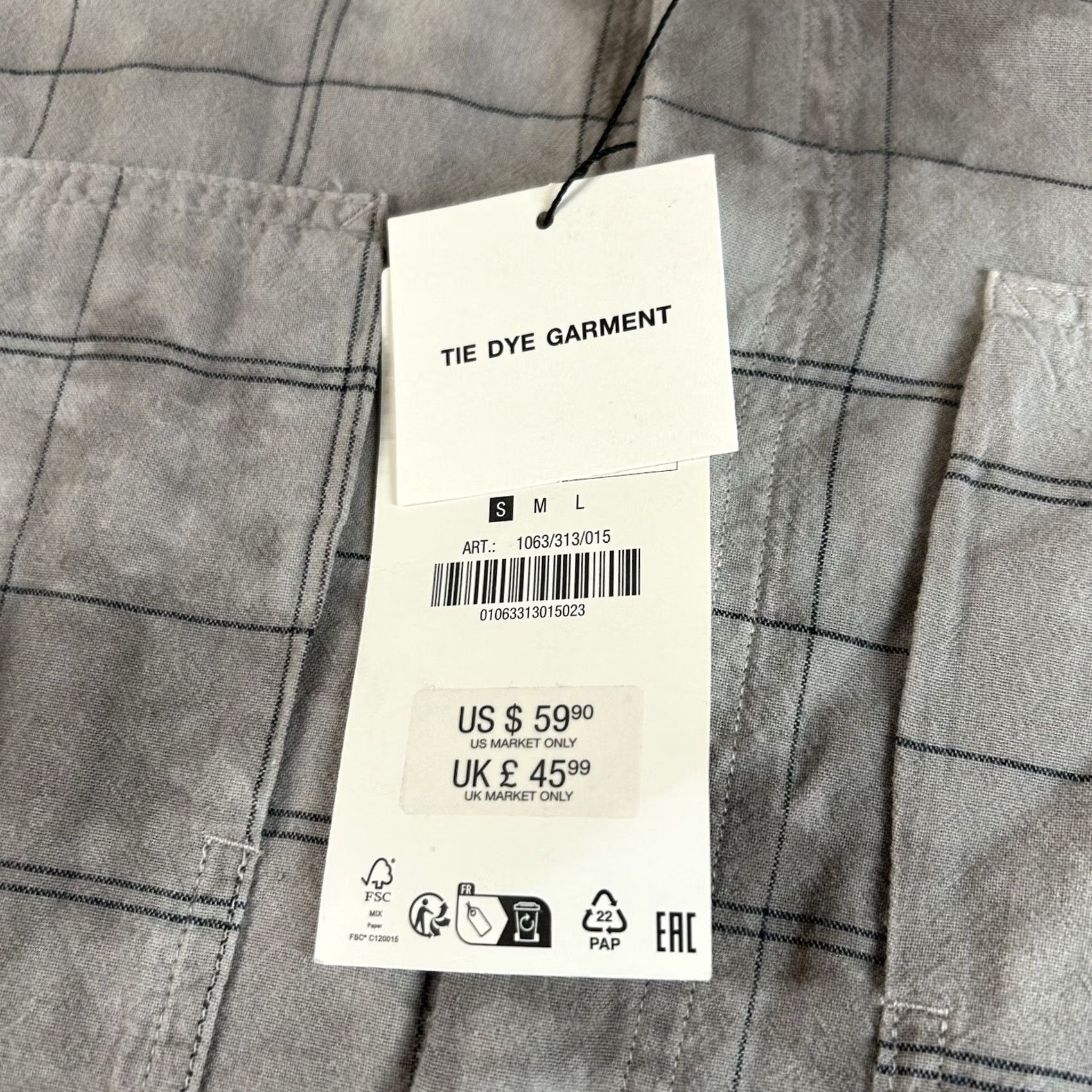 Zara Zara Button-Up Overshirt Mens Small Gray Blue Check Cotton Collared Long Sleeve Pocket Shirt Size US S / EU 44-46 / 1 - 5 Thumbnail