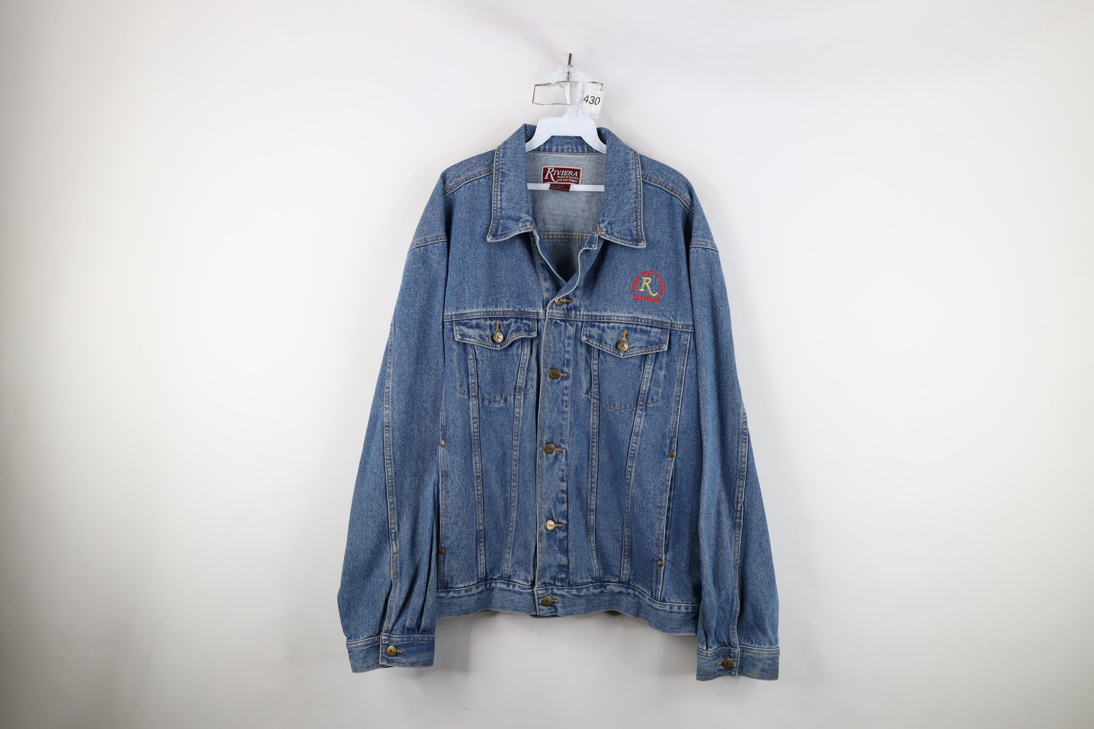 Vintage Vintage 90s Streetwear Riviera Casino Denim Trucker Jacket Size US XXL / EU 58 / 5 - 1 Thumbnail