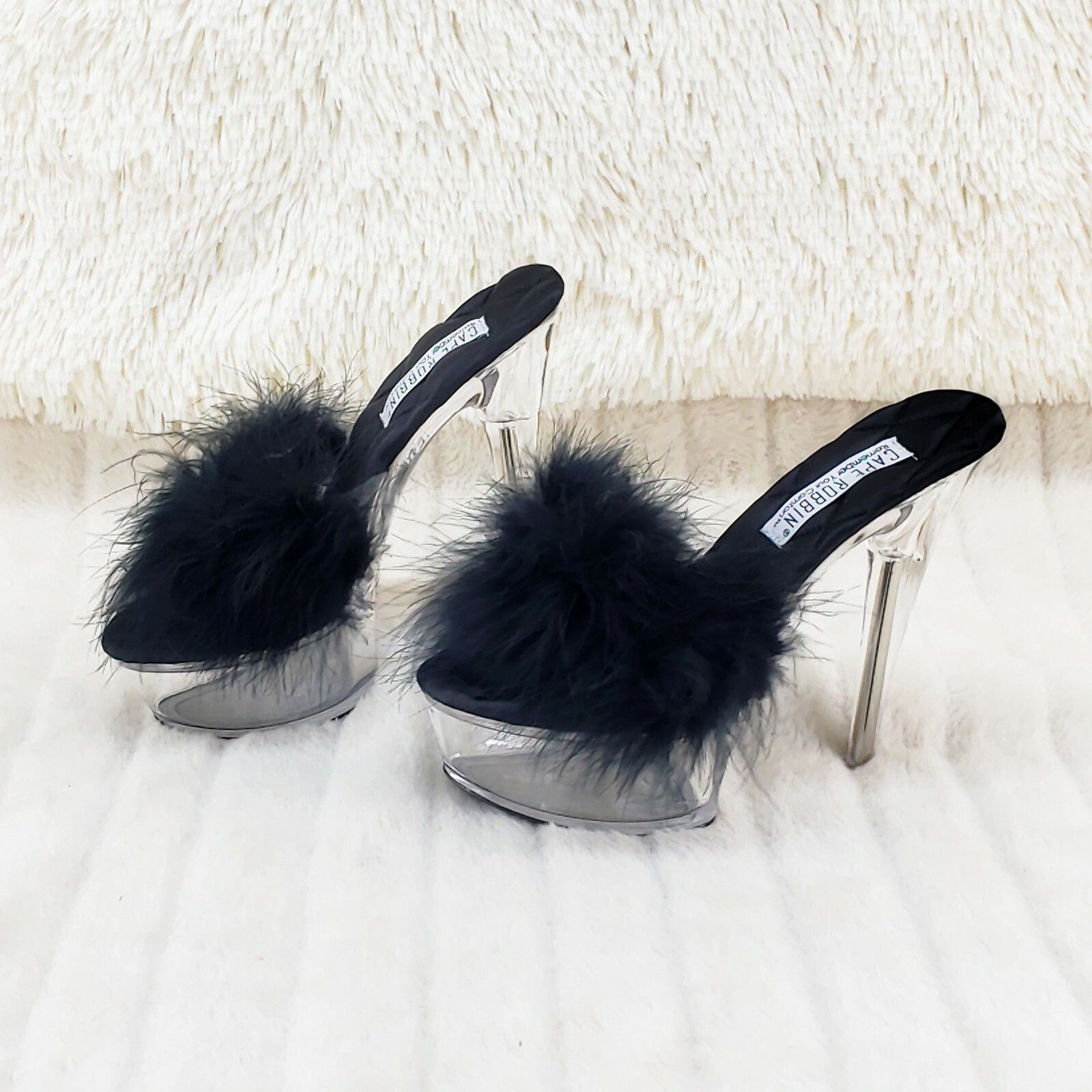 Maren Marabou Feather Slip On Platform Sandals 6