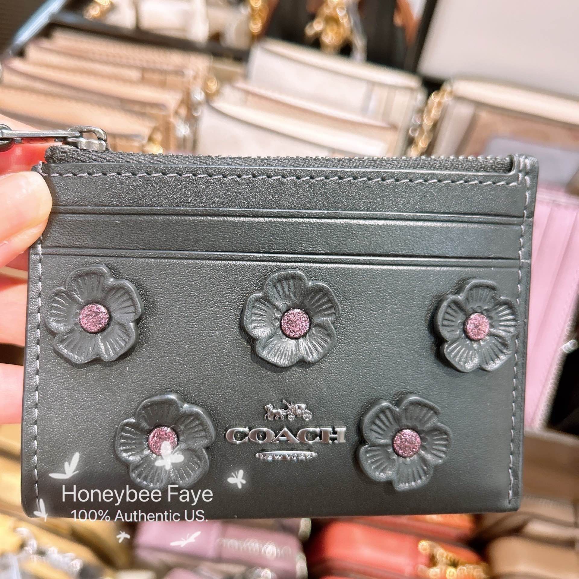 Coach Mini Skinny Id Case With Floral Applique CAT65 Size ONE SIZE - 3 Thumbnail