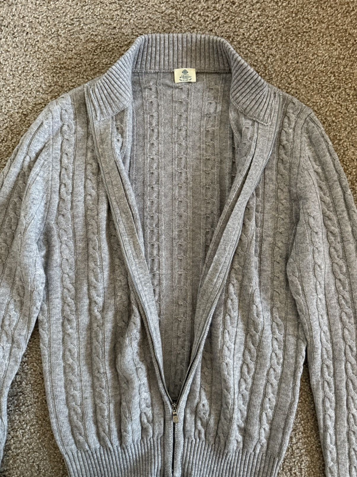 Luigi Borrelli Gray Wool Cashmere Sweater Full Zip Size US M / EU 48-50 / 2 - 8 Thumbnail