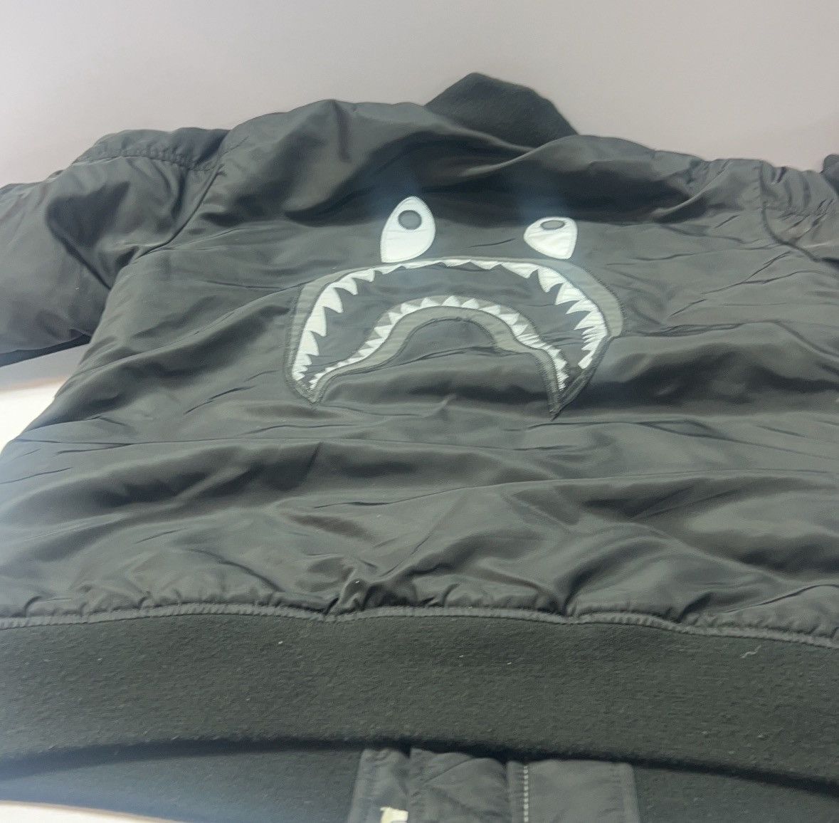 Bape A BATHING APE REFLECTOR SHARK MA-1 JACKET | Grailed