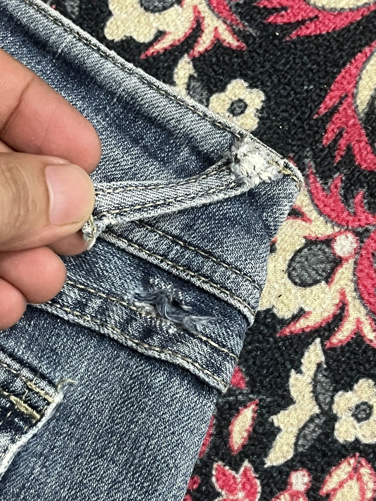 If Six Was Nine ⚡️Flare⚡️Vintage Japanese Blue Washed Bush Pant Frayed Jeans Size US 28 / EU 44 - 8 Thumbnail