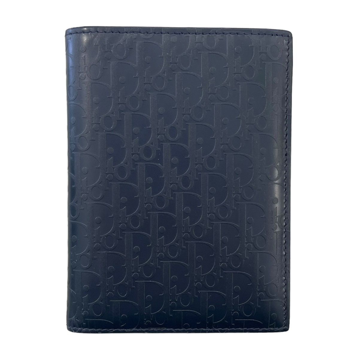 image of Dior Oblique Leather Passport Holder Travel Wallet in Blue, Men's