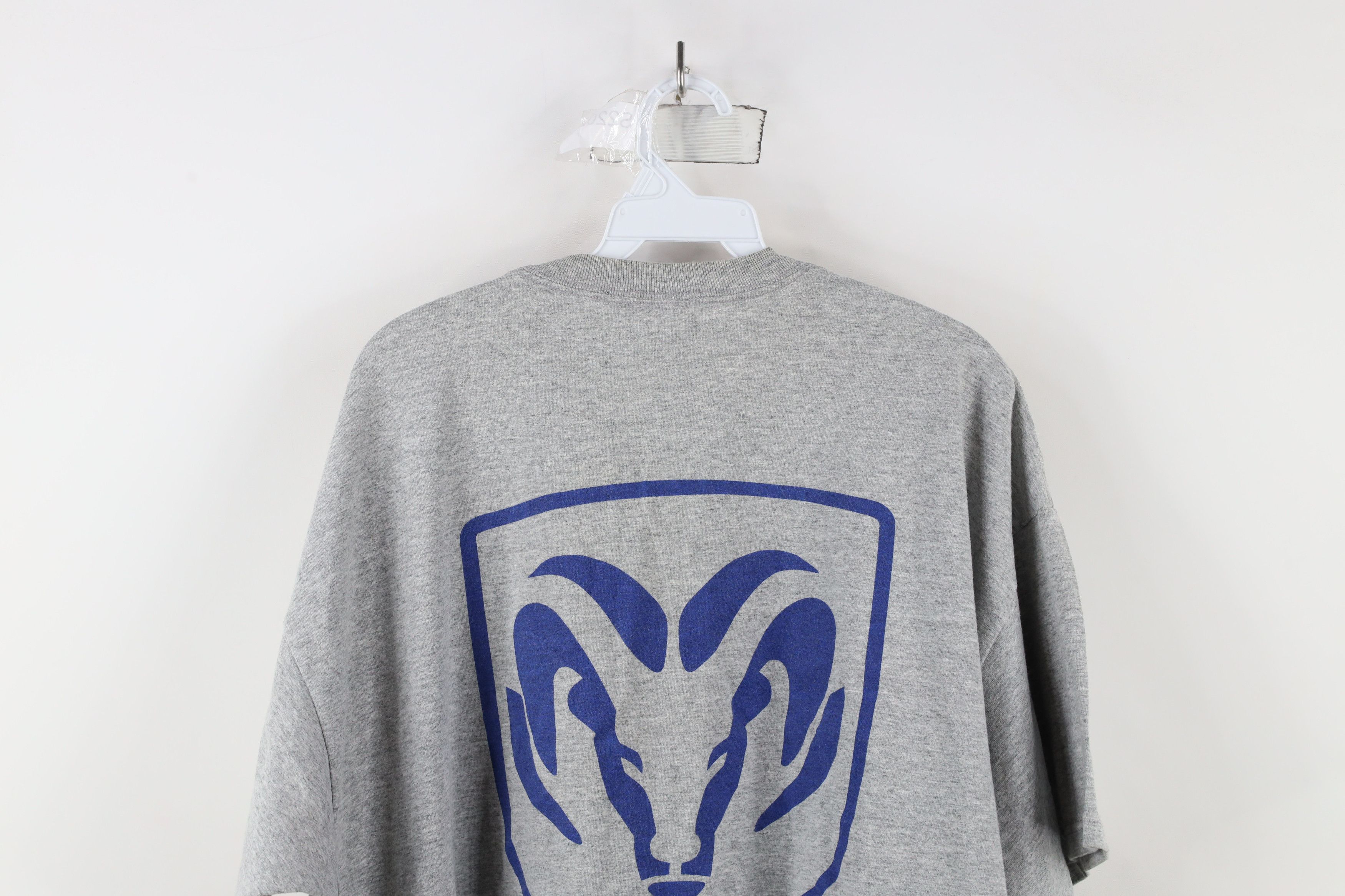 Vintage Vintage 90s Charlies Dodge Ram Big Logo T-Shirt Heather Gray Size US XXL / EU 58 / 5 - 12 Thumbnail