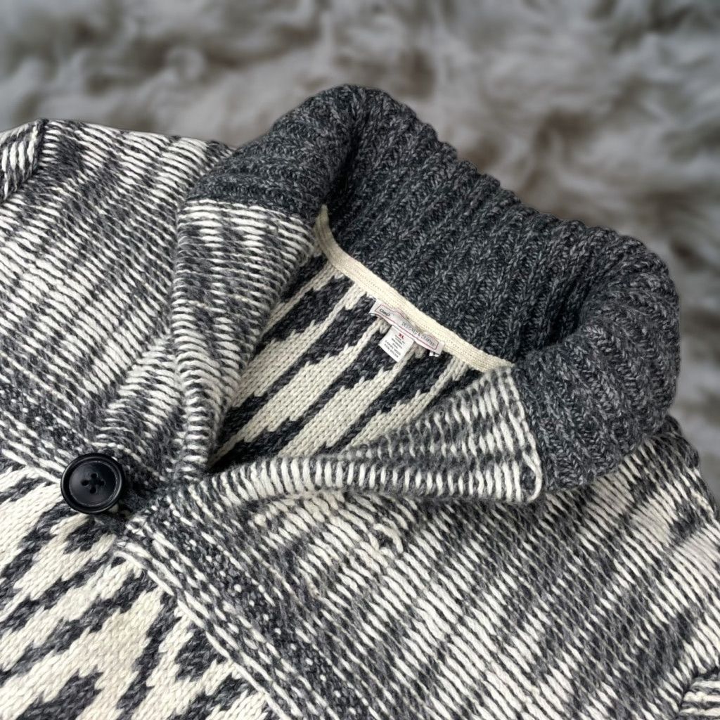 VINTAGE Gap Men's Sweater Cardigan Knit Shawl Collar Aztec Pattern
