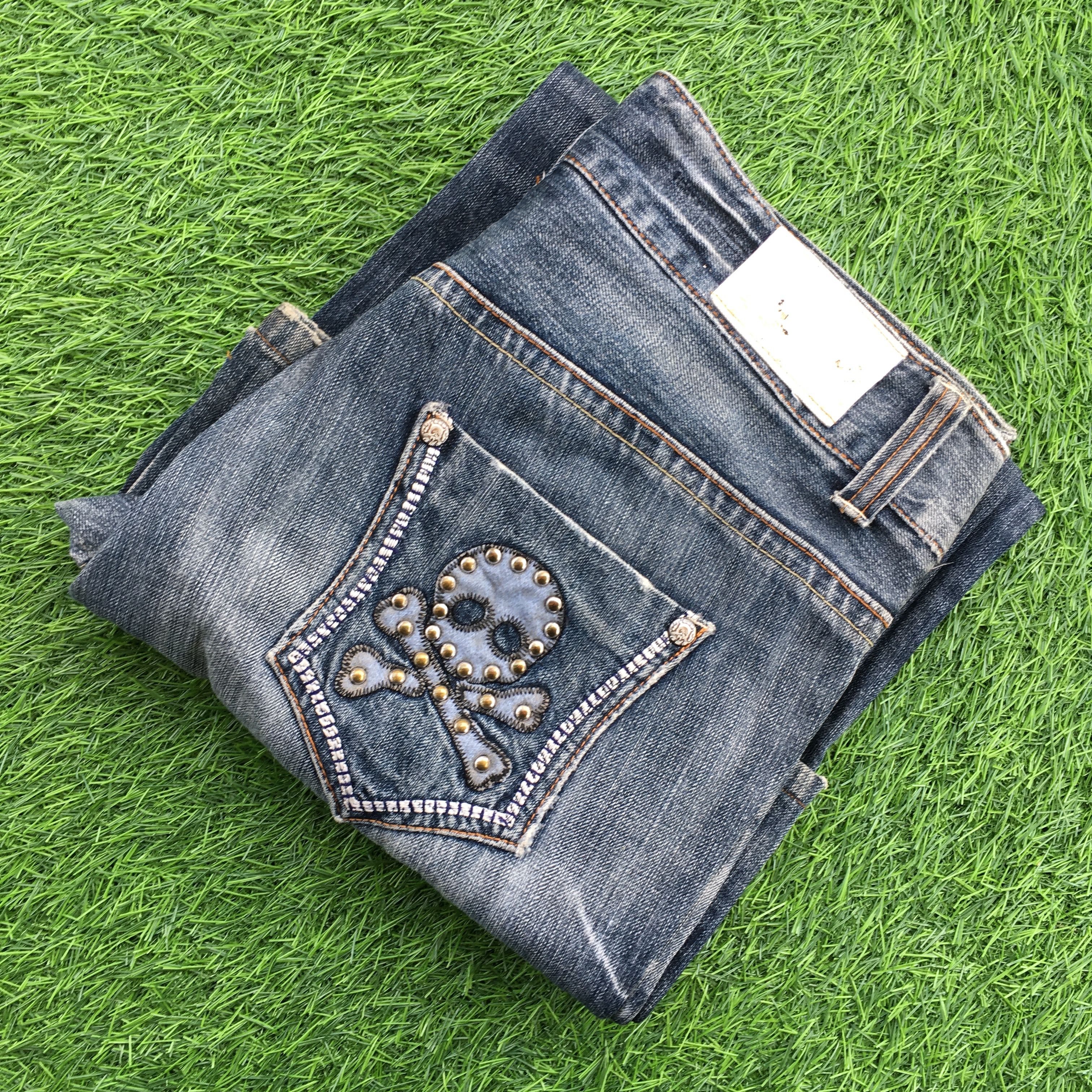 Japanese Brand Distressed Japanese Skull Baggy Wide Leg Denim Jeans D-1190 Size US 28 / EU 44 - 10 Thumbnail