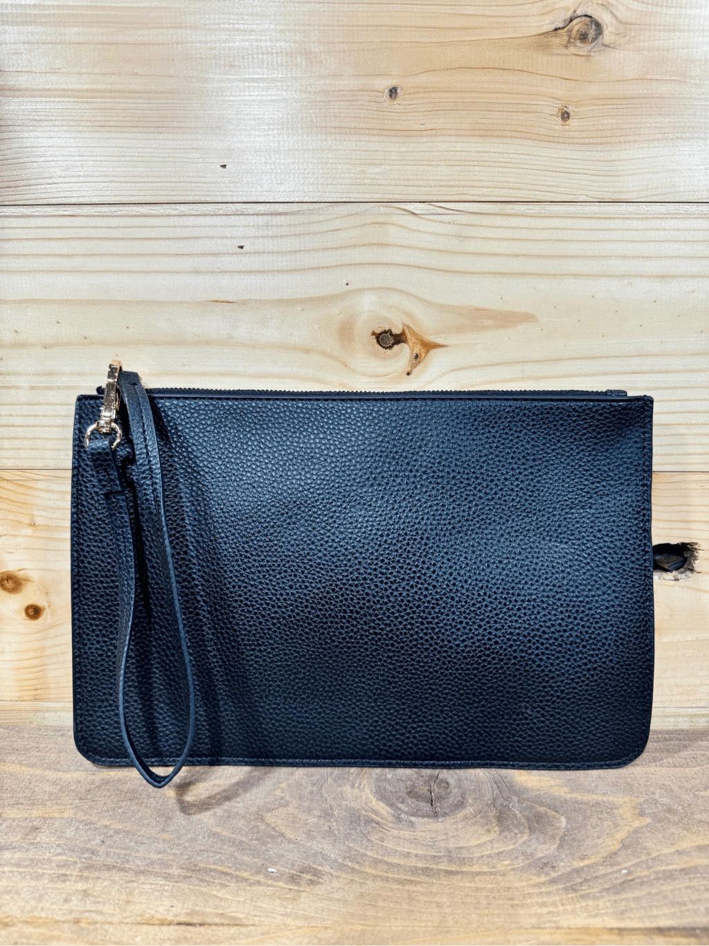 Designer Anne Klein Women's Black Leather Wristlet Clutch Bag Casual Size ONE SIZE - 1 Thumbnail