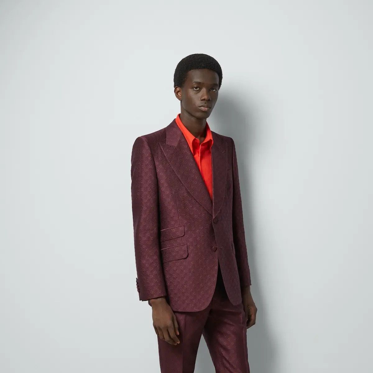 Gucci o1mt1gz0825 Horsebit Wool Silk Jacquard Jacket in Burgundy Size US XL / EU 56 / 4 - 6 Thumbnail