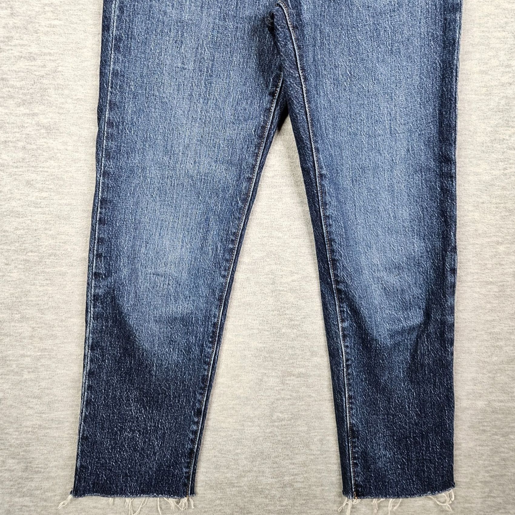 Levi's Levi's Women's Wedgie Straight Button Fly Big E Raw Hem Jeans W23 Denim Blue 5-Pocket Regular Fit Vintage Not Size 40" / US 18 - 6 Thumbnail