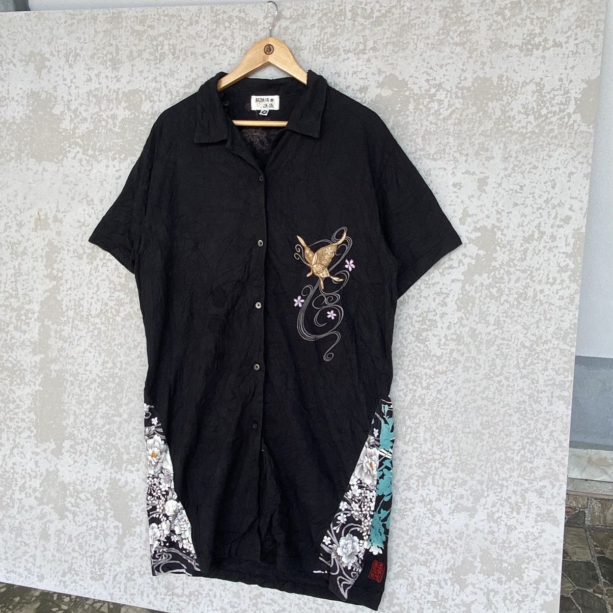 Other Vintage Flower Japan Button Shorts Sleeved Tshirt Black Sz L Size L / US 10 / IT 46 - 2 Thumbnail