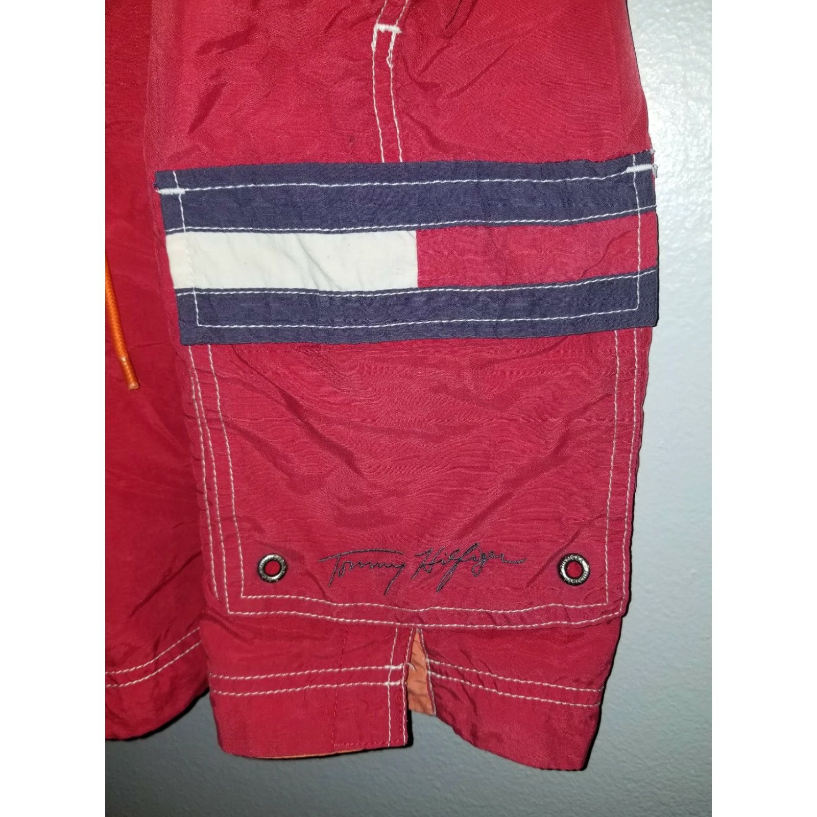Tommy Hilfiger Tommy Hilfiger Board Shorts XL Red Swim Trunk Retro 00s Flag Logo Classic Size US 36 / EU 52 - 2 Thumbnail