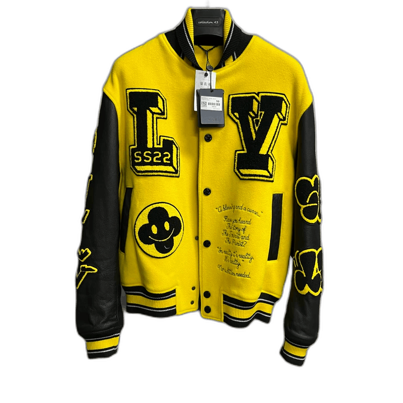 Louis Vuitton Louis Vuitton Yellow Logo Embroidered Baseball Jacket Size US L / EU 52-54 / 3 - 1 Thumbnail