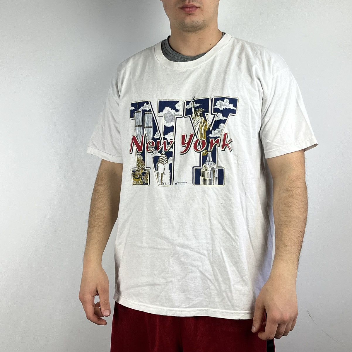 Band Tees New York T-shirt vintage towers statue liberty Size US XL / EU 56 / 4 - 1 Thumbnail