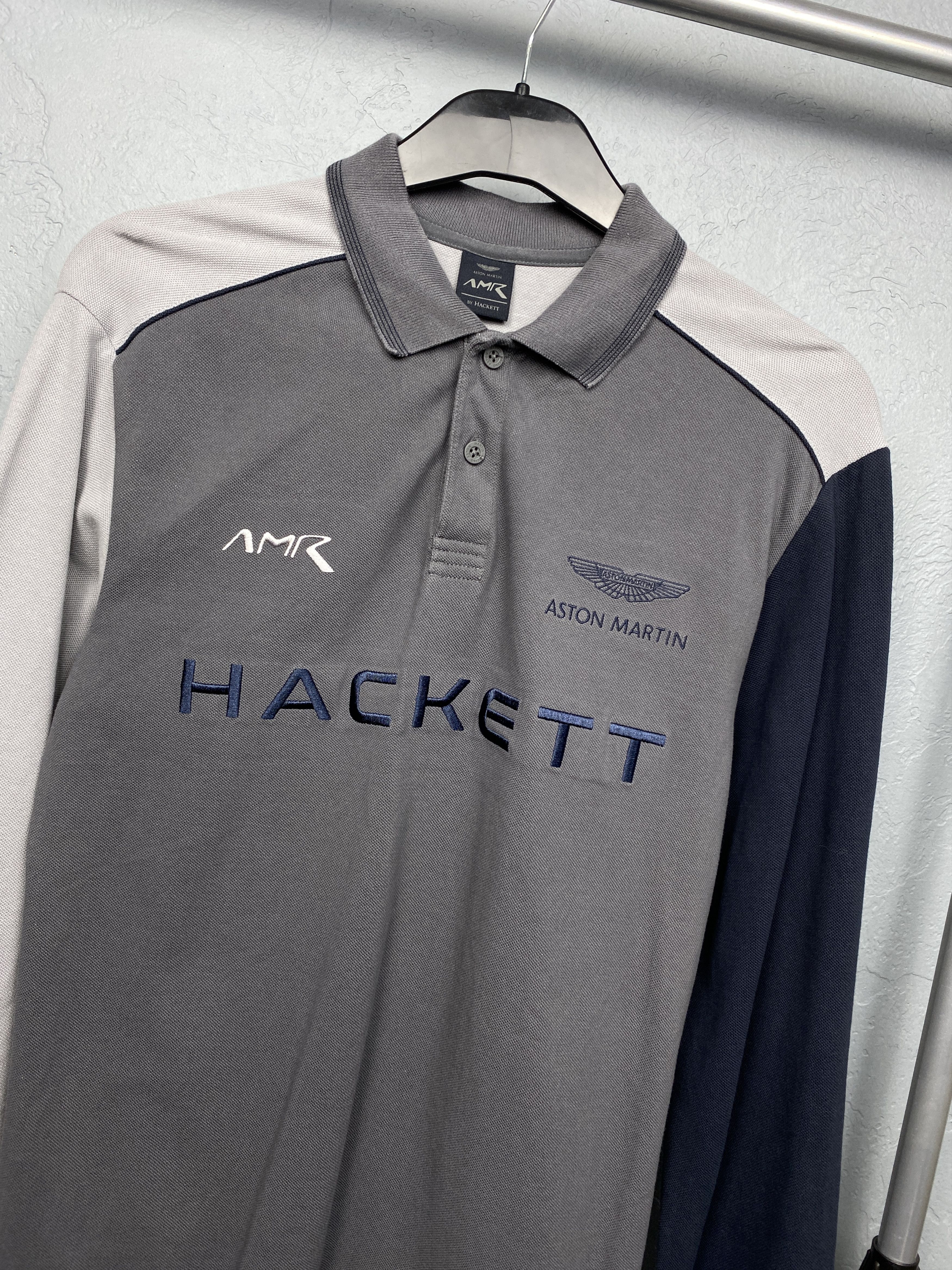 Hackett Aston Martin by Hackett Mens Long Sleeve Polo Shirt Size US M / EU 48-50 / 2 - 2 Thumbnail