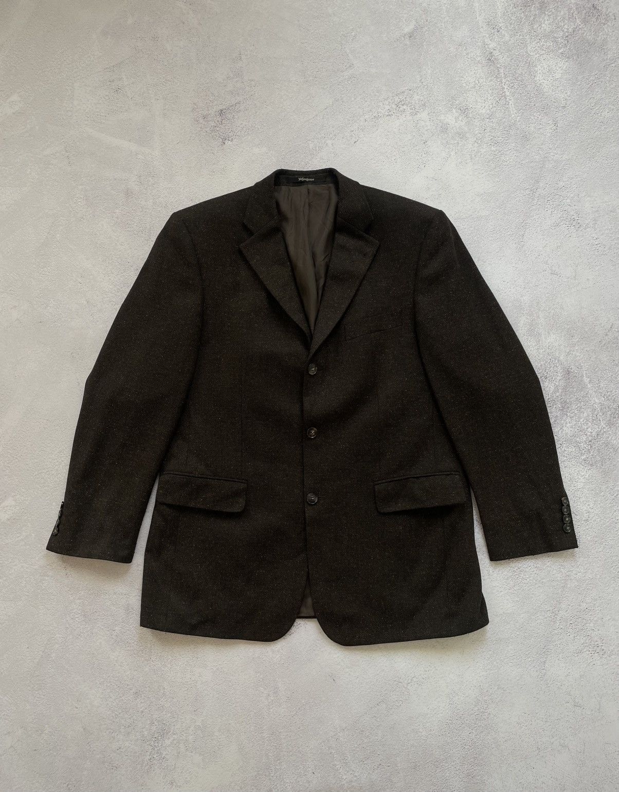 Vintage × Yves Saint Laurent Vintage YVES SAINT LAURENT Blazer Jacket Mens Size 52 Brown Size 52S - 1 Thumbnail