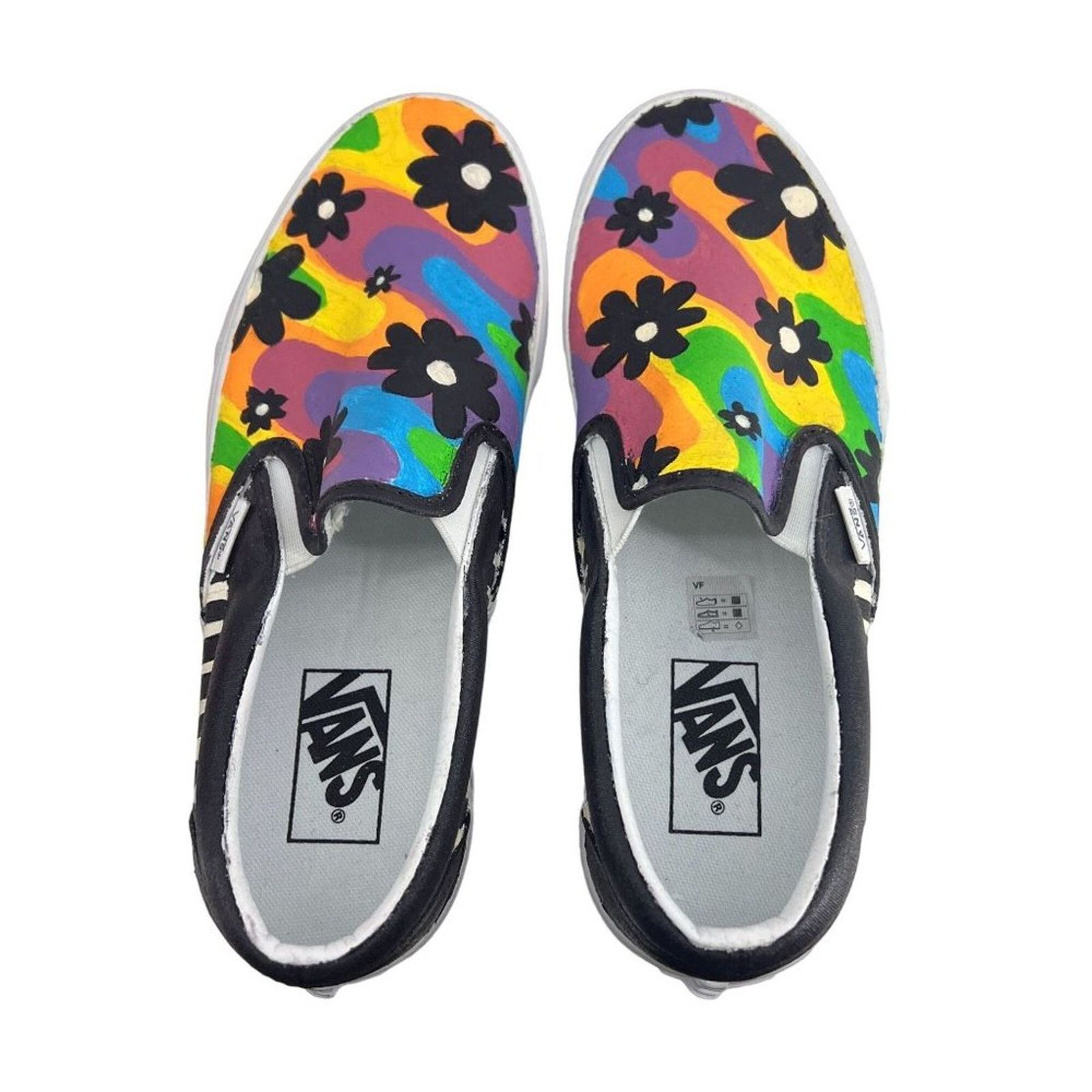 Vans Vans Hand Painted Colorful Psychedelic Black Flower Print Size US 8.5 / IT 38.5 - 5 Thumbnail