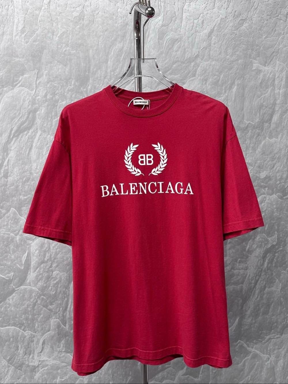 Balenciaga Balenciaga Laurel BB Logo T-Shirt Red Size M Size US M / EU 48-50 / 2 - 1 Thumbnail