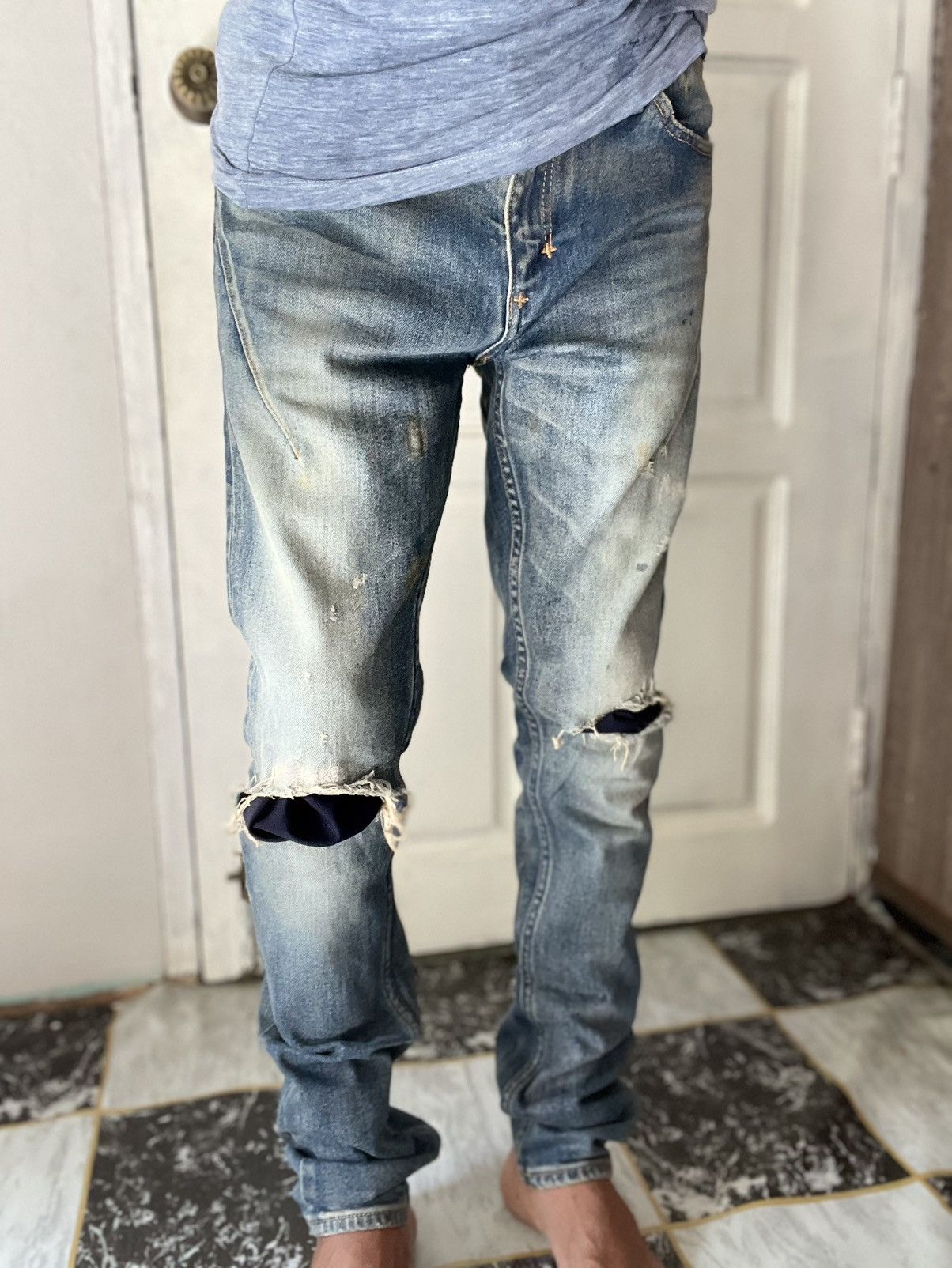 Number (N)ine Rare! Number(nine) x Studios Fades Distressed Stretch Jeans Size US 32 / EU 48 - 13 Thumbnail