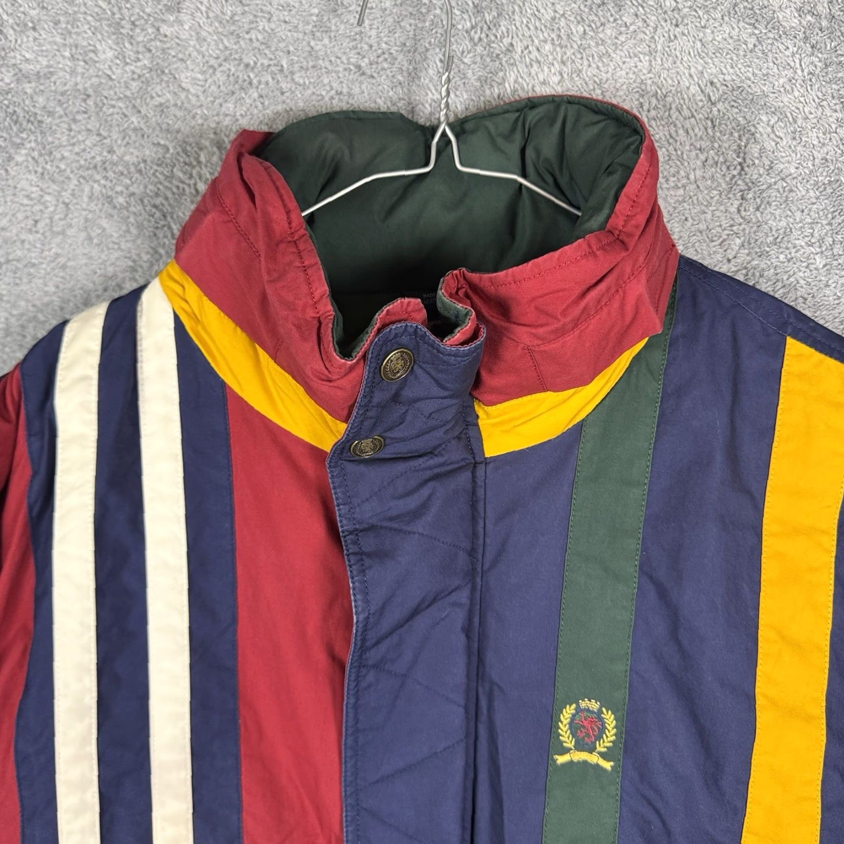 Tommy Hilfiger VINTAGE Tommy Hilfiger Jacket Mens L Duck Down Puffer Rugby Full Zip Hooded 90s Size US L / EU 52-54 / 3 - 6 Thumbnail